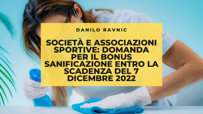 Domanda per il bonus sanificazione